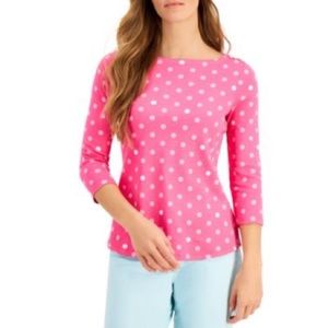 Charter Club Cotton Printed Top - Pink Lightning Combo